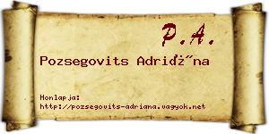 Pozsegovits Adriána névjegykártya